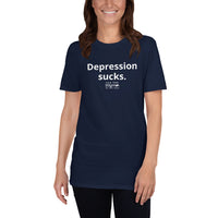 Load image into Gallery viewer, "Depression sucks." Unisex T-Shirt - Fck the Stigma
