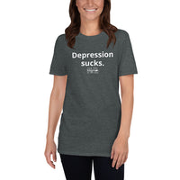 Load image into Gallery viewer, "Depression sucks." Unisex T-Shirt - Fck the Stigma
