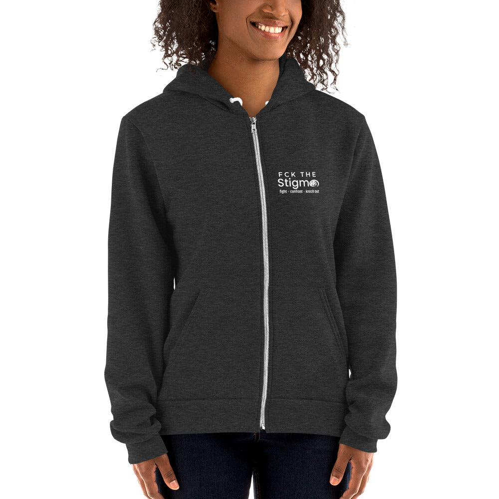 "Fight. Confront. Knock Out." Zip-Up Hoodie - Fck the Stigma